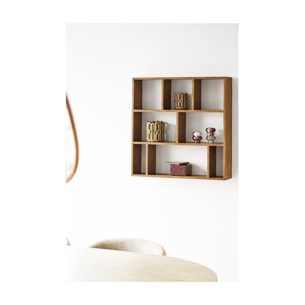 Mensola marrone scuro in rovere massiccio con ripiani multipli 70 cm Townsville – House Nordic-image-1