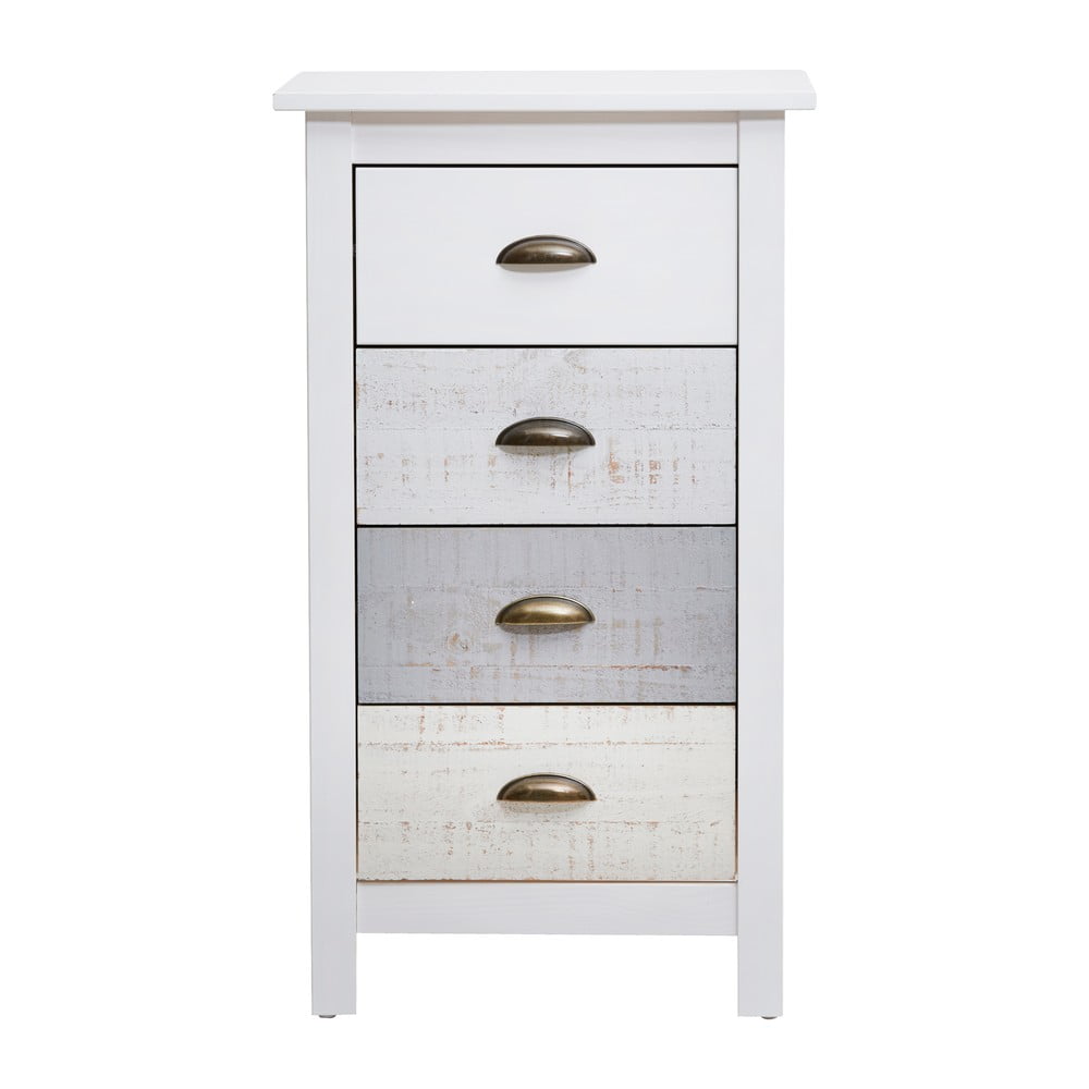 Cassettiera alta bianca e grigia con 4 cassetti , 46 x 80 cm Romantica - Marckeric | Cassettiere