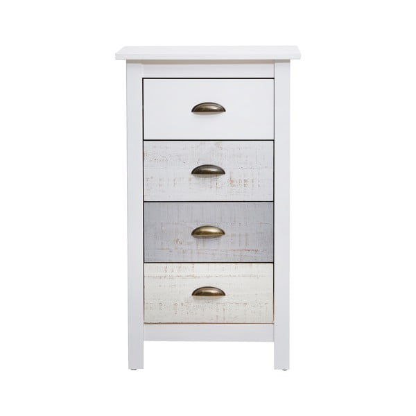 Cassettiera alta bianca e grigia con 4 cassetti , 46 x 80 cm Romantica - Marckeric