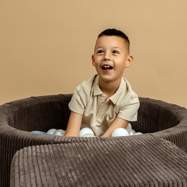 Piscina di palline rosa in velluto a coste ø 90x30 cm Montessori – Meowbaby-image-4