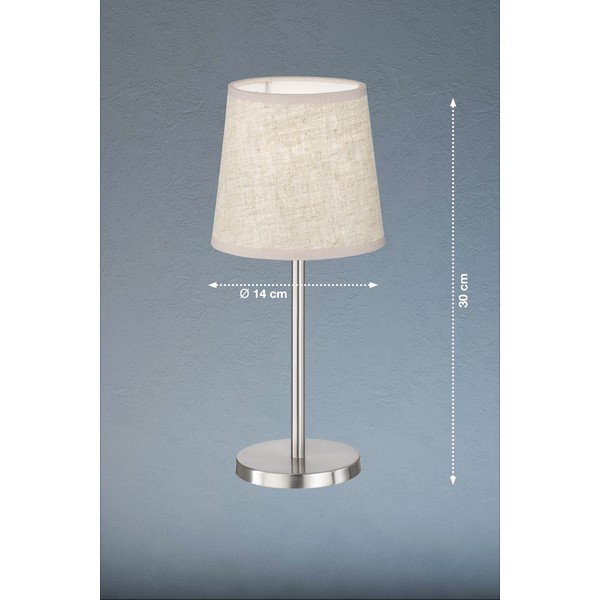 Lampada da tavolo beige/argento con paralume in tessuto (altezza 30 cm) Eve - Fischer & Honsel-image-2