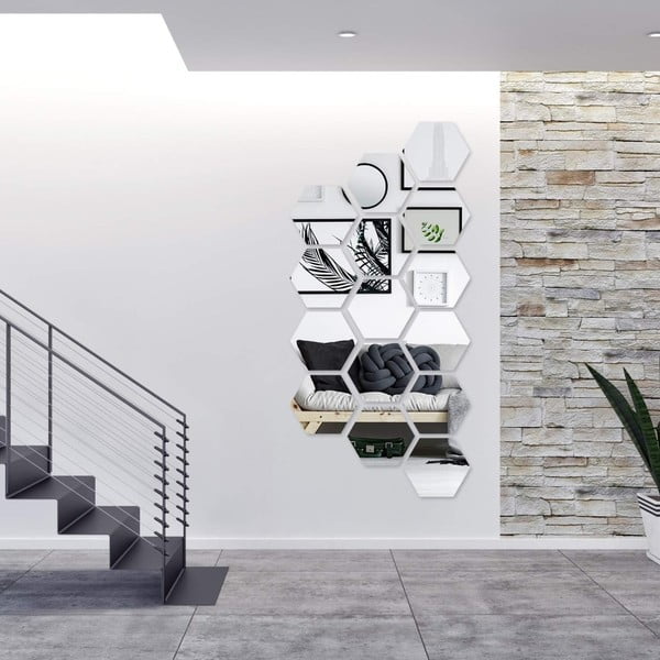 Set di adesivi per muro specchiati 12 pz 20x17 cm Hexagonal – Ambiance-image-2