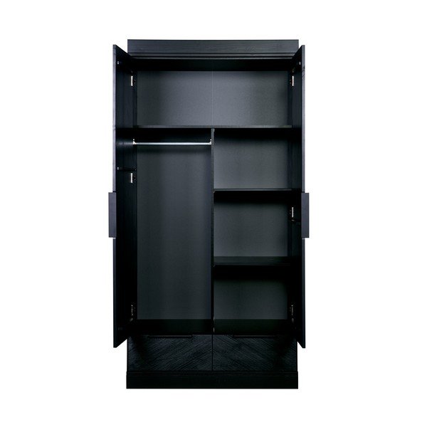 Armadio in legno nero a spina di pesce, altezza 195 cm - WOOOD-image-2