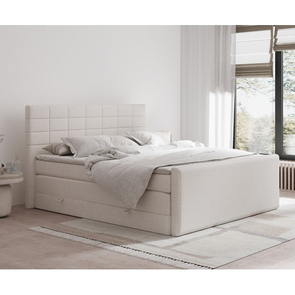 Letto boxspring beige con contenitore 140x200 cm Ava – Maison de Rêve-image-1