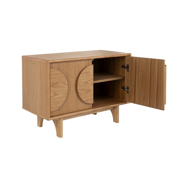 Cassettiera bassa in rovere decorato in colore naturale 82x58 cm Groove - Zuiver-image-1