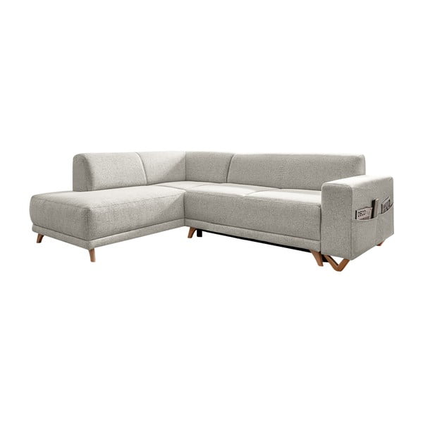 Divano angolare beige allungabile e con contenitore (penisola a sinistra/a L) Classy Sophie – Miuform