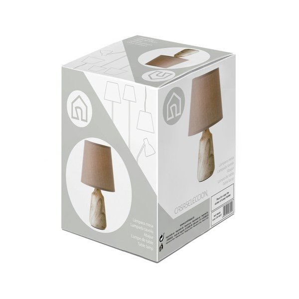 Lampada da tavolo in ceramica beige con paralume in tessuto (altezza 28 cm) - Casa Selección-image-4