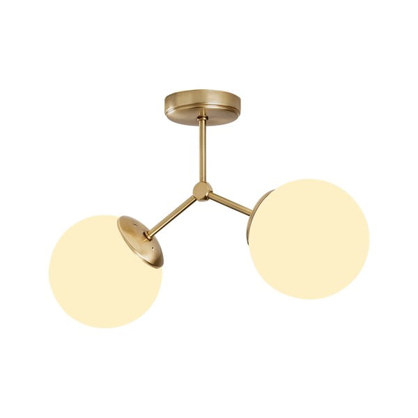 Plafoniera bianca/color ottone con paralume in vetro 15x44 cm Damar – Opviq lights-image-2