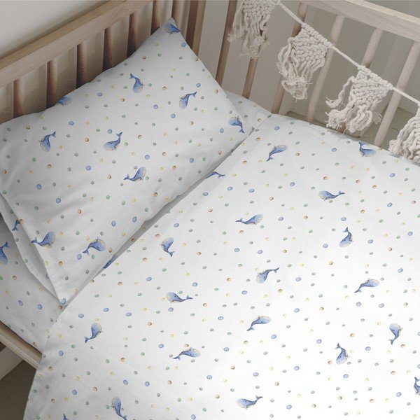 Biancheria da letto per culla in cotone 100x120 cm Baby whale - Happy Friday-image-1