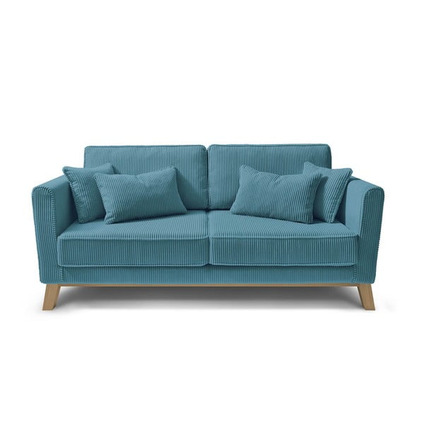Divano turchese con rivestimento in velluto a coste 186 cm – Bobochic Paris