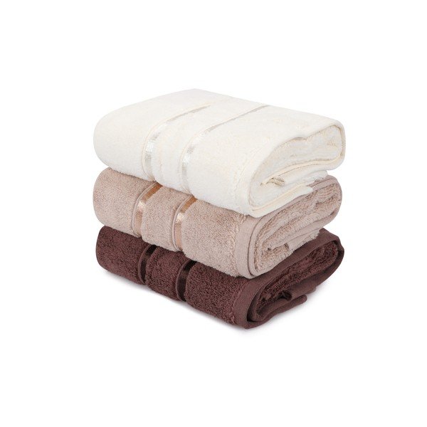 Set di 3 asciugamani in cotone marrone Hobby , 50 x 90 cm Dolce - Foutastic-image-3