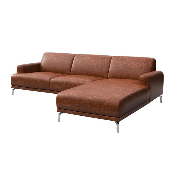 Divano angolare in pelle rosso-marrone, angolo destro Puzo - MESONICA-image-2