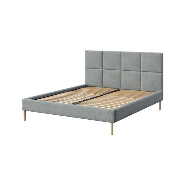 Letto matrimoniale imbottito grigio con rete inclusa 160x200 cm Alano – MESONICA-image-3