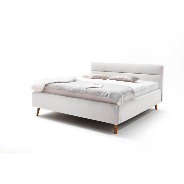 Letto matrimoniale imbottito grigio chiaro con vano contenitore con griglia 160x200 cm Lotte - Meise Möbel