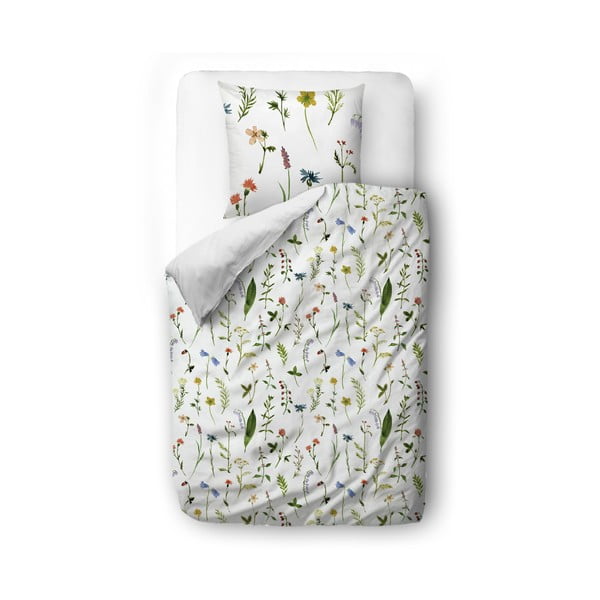 Biancheria da letto singola in cotone sateen bianco e verde 140x200 cm - Butter Kings
