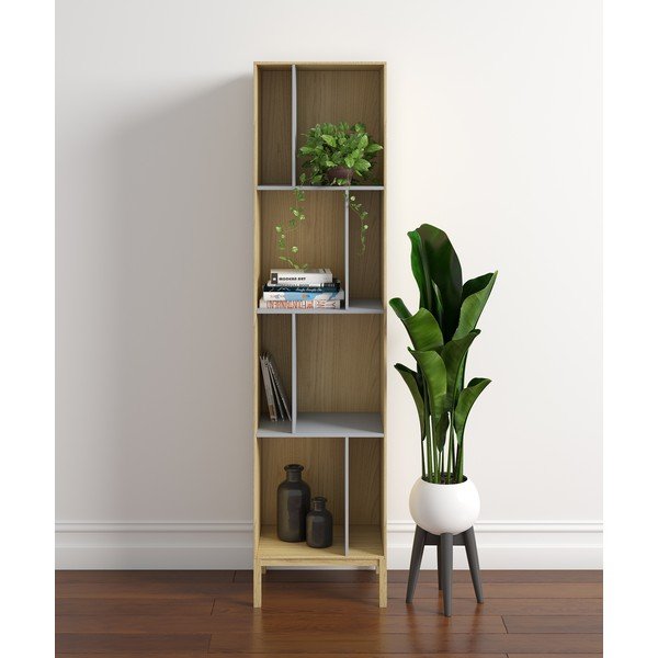 Libreria grigia in rovere 45x185 cm AbbeyWood - Woodman-image-1