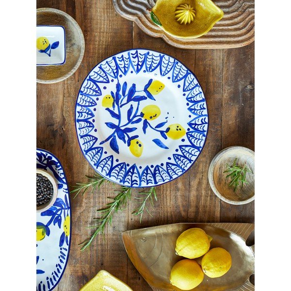 Piatto da portata bianco/blu in gres ø 27 cm Maxima – Bloomingville-image-2