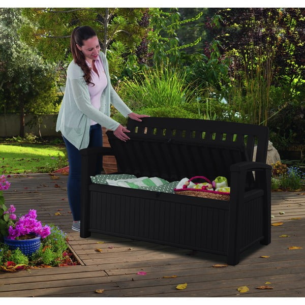 Panchina da giardino in plastica marrone scuro - Keter-image-2