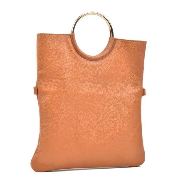 Koňakově hnědá kožená kabelka Luisa Vannini Pergon Cross-image-1