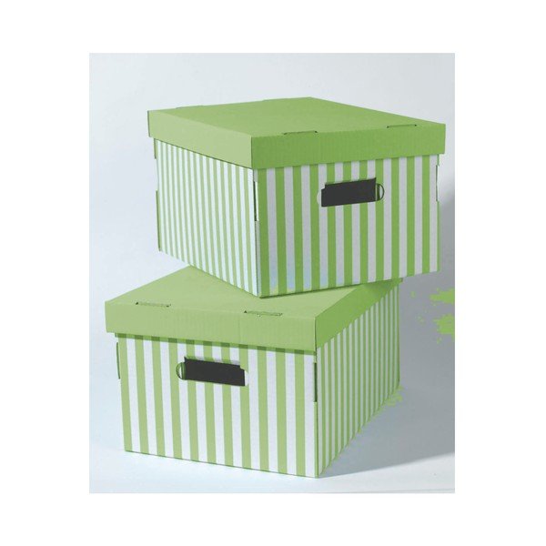 Sada 2 zelených úložných krabic Compactor Stripes