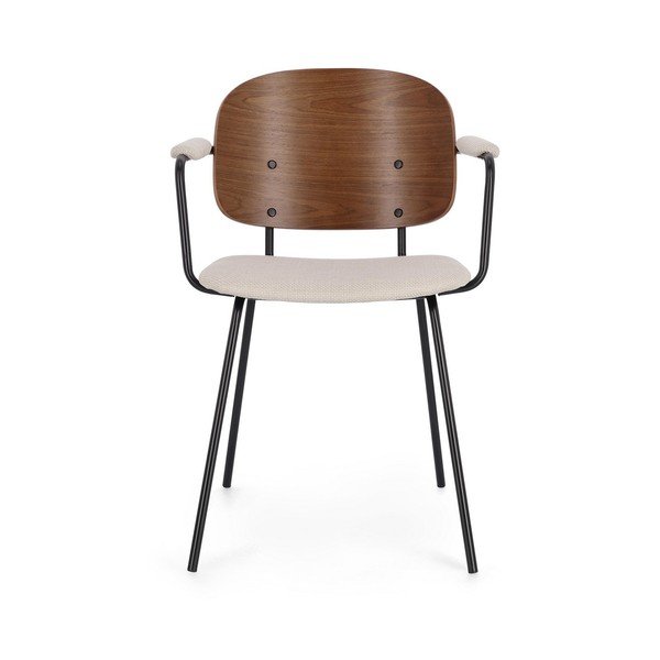 Sedia da pranzo marrone/beige in imbottito con braccioli Sienna – Bizzotto-image-2
