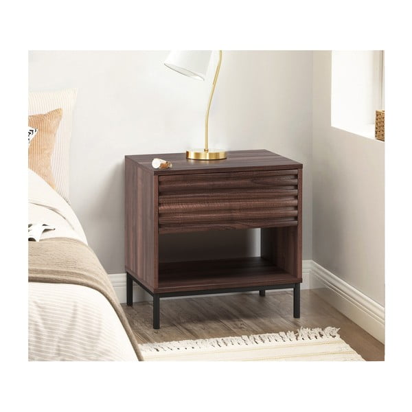 Comodino marrone scuro con piano effetto noce Celine - Støraa-image-4