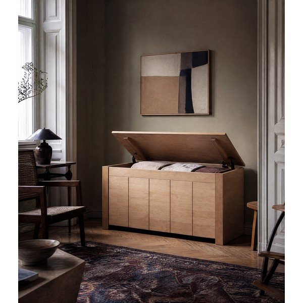 Cassapanca in legno di pino di colore naturale 100x45 cm Bertram - Støraa-image-1