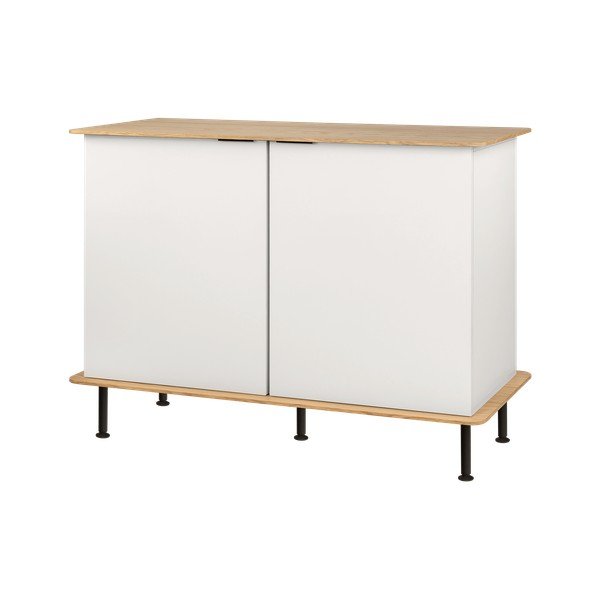 Credenza greige con effetto rovere con apertura per cavi 120x88x50 cm Suumo – noo.ma