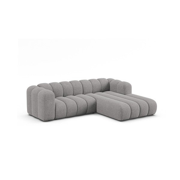 Divano angolare grigio (con penisola a destra/con chaise lounge) con rivestimento in ciniglia Lupine – Micadoni -image-1