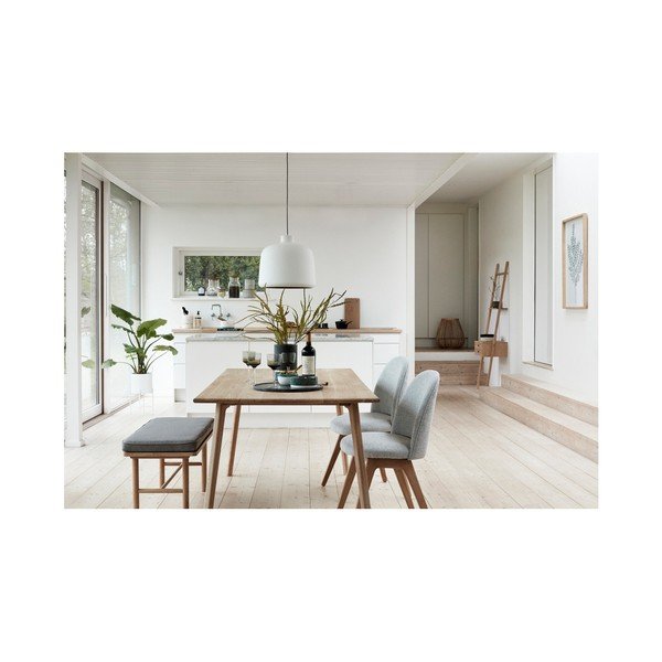 Sedia da pranzo grigio chiaro con gambe in legno di quercia Gisla - Hübsch-image-3