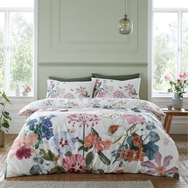 Biancheria da letto rosa e bianca in cotone per letto matrimoniale 200x200 cm Exotic Garden - RHS