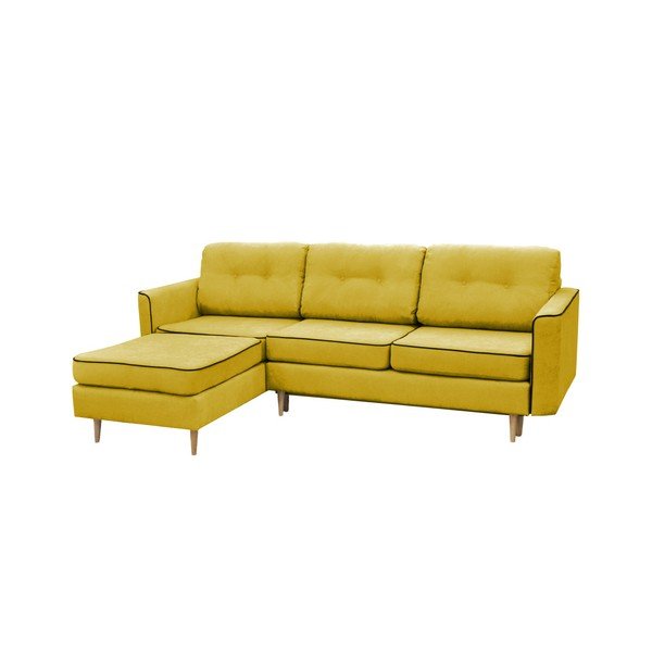 Divano letto giallo senape con gambe leggere Coccinella, angolo sinistro - Mazzini Sofas-image-3
