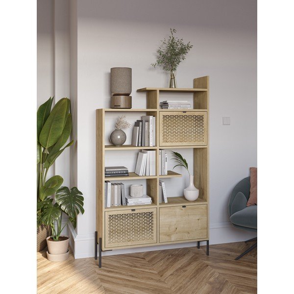 Libreria in rovere decorato in colore naturale 99x160 cm Inca - Marckeric-image-1