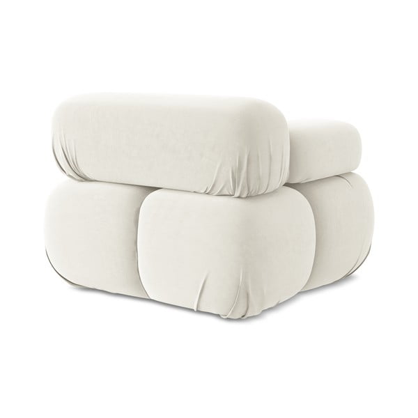 Parte divano componibile bianco (con penisola a sinistra) con rivestimento in velluto Lokua – Makamii-image-4