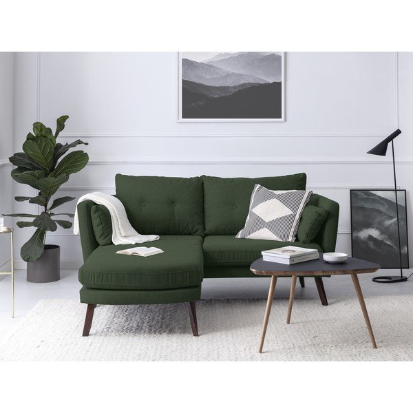 Divano verde a tre posti Elena, con lettino nell'angolo a sinistra - Mazzini Sofas-image-1
