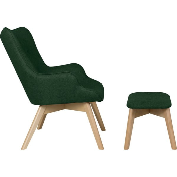 Poltrona con poggiapiedi verde scuro Niko – Ropez-image-3