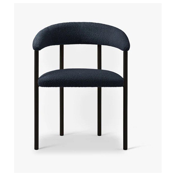 Sedia da pranzo nera/blu scuro imbottito con braccioli Lea – Micadoni -image-1