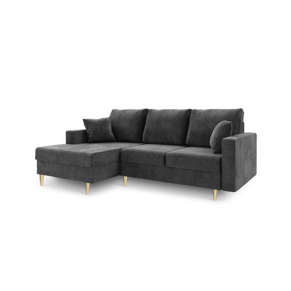 Divano letto grigio scuro con contenitore Muguet, angolo sinistro - Mazzini Sofas