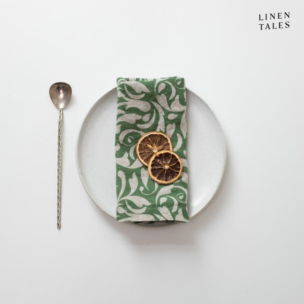 Tovagliolo in lino 40x40 cm Evergreen Damask – Linen Tales-image-2