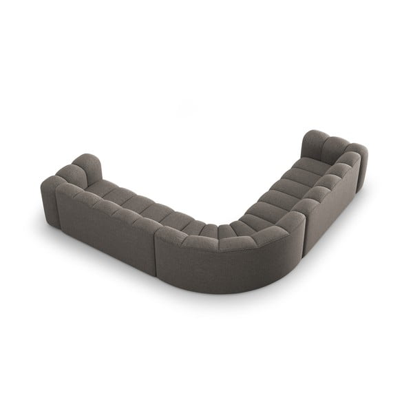 Divano angolare componibile grigio scuro con rivestimento in ciniglia Lupine – Micadoni -image-3