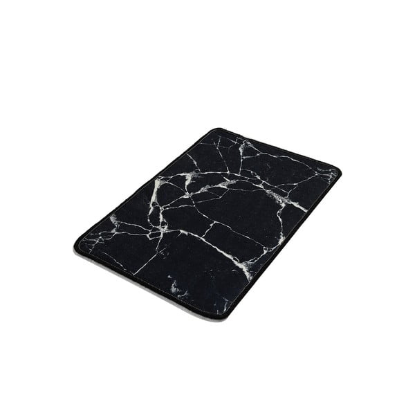 Tappeto da bagno bianco e nero con motivo in marmo Marmo, 60 x 40 cm - Foutastic