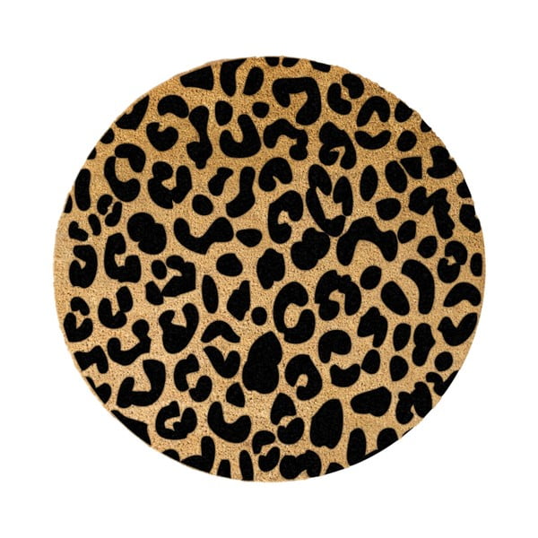 Tappeto rotondo nero in cocco naturale Leopard, ⌀ 70 cm - Artsy Doormats