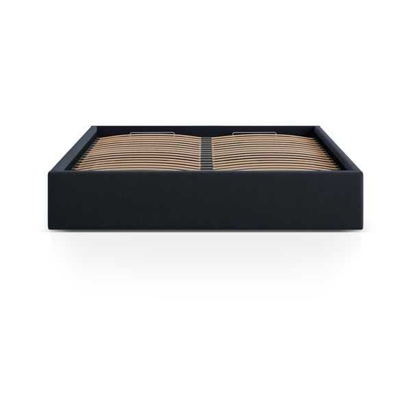 Letto matrimoniale imbottito blu scuro con contenitore/senza testiera con rete inclusa 160x200 cm Susan – Micadoni -image-2