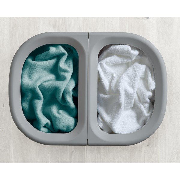 Cesta per il bucato grigio chiaro in tessuto 2x40 l Duo – Joseph Joseph-image-2