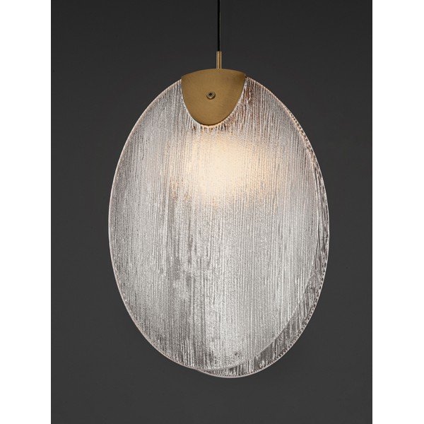 Lampadario LED color ottone in acciaio con paralume in vetro Shelina – Nova Luce-image-4