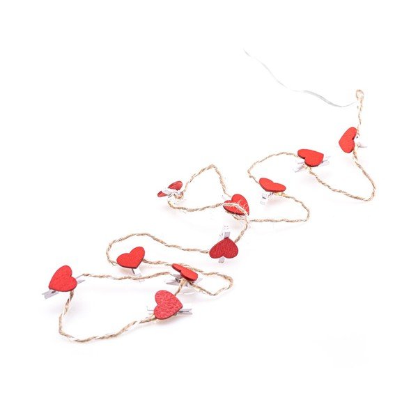 Catena luminosa a LED con clip a forma di cuore, 10 luci, lunghezza 1,4 m - DecoKing-image-1