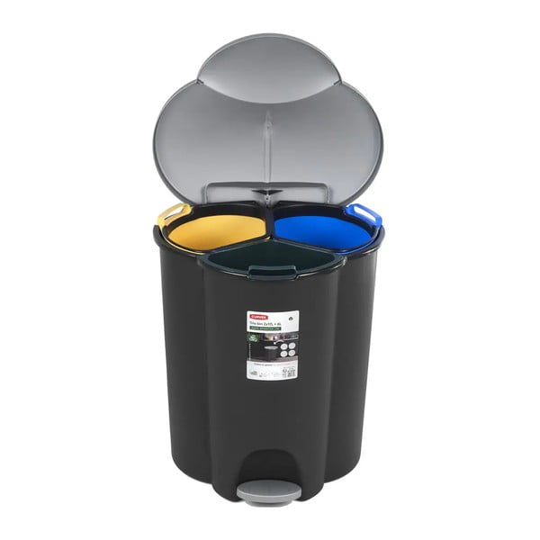 Contenitore in plastica per rifiuti differenziati/pedali 17+17+6 l Trio - Curver-image-2