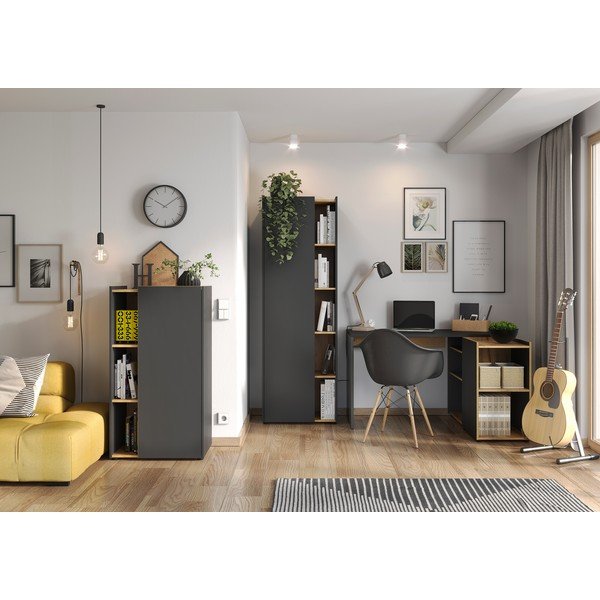 Libreria grigio scuro in rovere 62x188 cm Austin - Germania-image-4