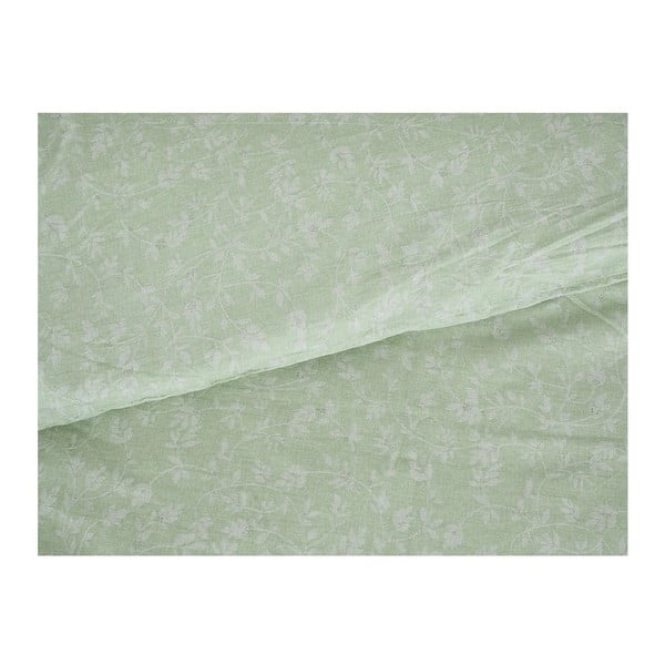 Set copripiumino e federa verde in crêpe per letto singolo 140x200 cm Green Flowers – B.E.S.-image-1