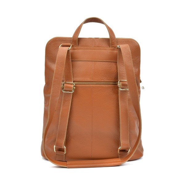 Zaino in pelle color cognac scuro Carrie - Isabella Rhea-image-1